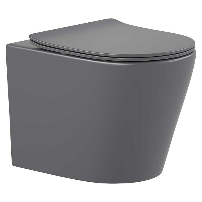 Wand-WC-Set Nakia (Spülrandlos, Ohne Spezialglasur, Spülform: Tief, WC Abgang: Waagerecht, Grau) | BAUHAUS