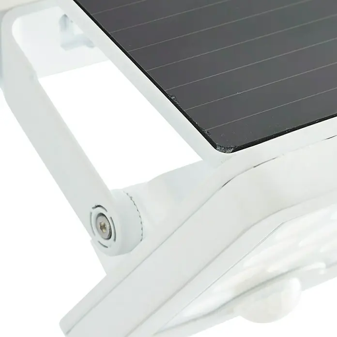 Brilliant Solar-Außenwandleuchte Luton - 4 W, L x B x H: 13 x 12 x 5,4 cm, Weiß, IP65, 540 lm - Weiße Solarleuchte mit dunklem Solarpanel, verstellbarer Halterung und Bewegungssensor.