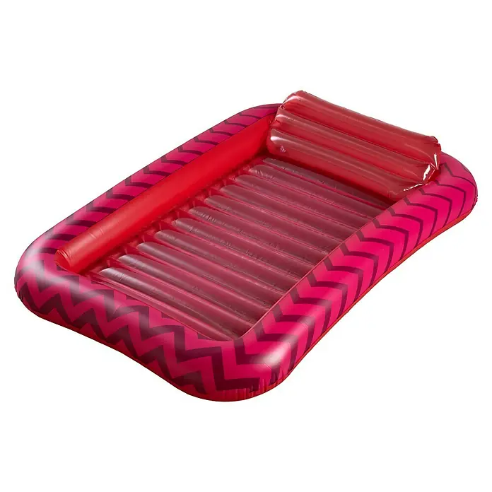 Luftmatratze Tanning Pool - L x B: 180 x 122 cm, Rot/Pink - Luftmatratze mit Muster. Ideal für Schwimmbad oder Strand. Bequeme Kopfstütze und Liegefläche für entspanntes Sonnenbaden.