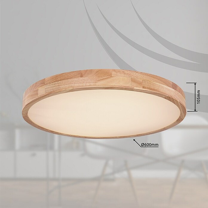 Globo Plafón LED redondo Rainer (48 W, Ø x Al: 60 x 10,5 cm, Marrón, Multicolor) | BAUHAUS