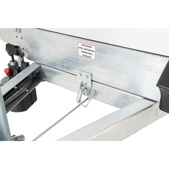 Stema Kippanhänger Rocko 1500 - Nutzlast: 1.044 kg, Einachser, Kasteninnenmaß: 231 × 153 x 30 cm, Gebremst - Verzinkter Anhängerrahmen mit Hubmechanismus, Sicherheitsverriegelung und Warnhinweis.