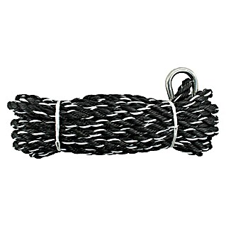Stabilit PP-touw (Ø x l: 14 mm x 10 m, Brandweer-karabijnhaak, Zwart/Wit)