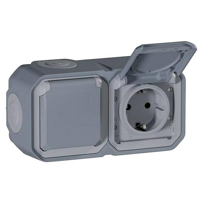 Legrand Feuchtraum-Steckdose Plexo New FRAP (Grau, 2-fach, Aufputzmontage, IP44) | BAUHAUS