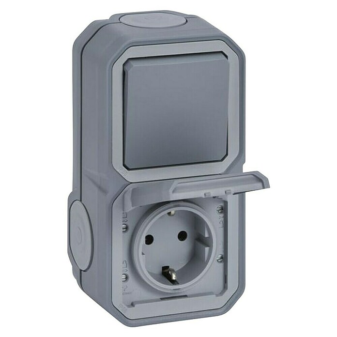 Legrand Feuchtraum-Schalterkombination Plexo New (Grau, Aufputzmontage, IP44) | BAUHAUS
