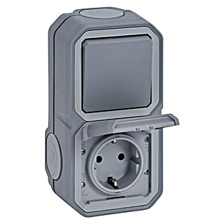 Legrand Feuchtraum-Schalterkombination Plexo New (Grau, Aufputzmontage, IP44)