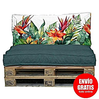 Conjunto de jardín de palets Tropical (L x An x Al: 120 x 80 x 16 cm, Multicolor, Palet: Natural)