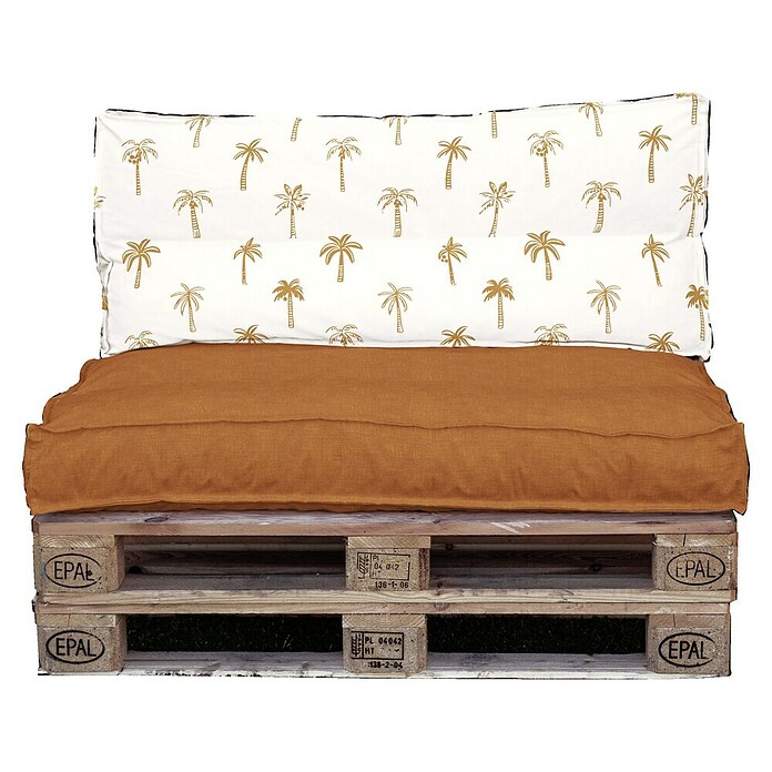 Conjunto de jardín de palets Palmeras (L x An x Al: 120 x 80 x 16 cm, Naranja, Palet: Natural) | BAUHAUS