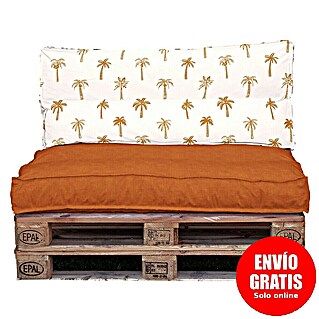 Conjunto de jardín de palets Palmeras (L x An x Al: 120 x 80 x 16 cm, Naranja, Palet: Natural)