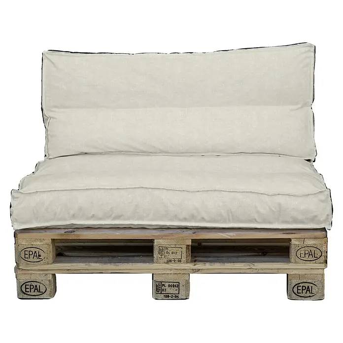 Set cojines para palet Beige - 120 x 80 x 16 cm, Beige, 50% algodón 50% poliéster, 2 ud. - Cómodo sofá de palets con cojines color crema. Perfecto para interiores y exteriores, con cojines acogedores para relajarse.