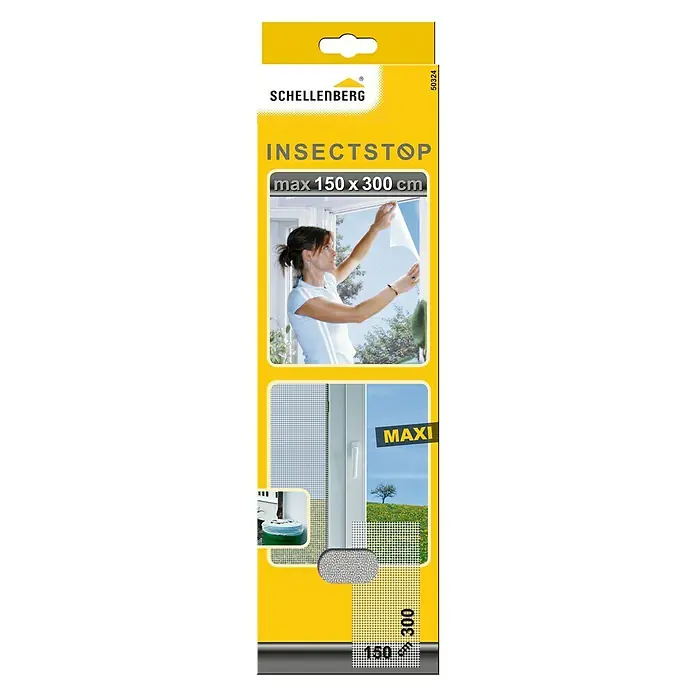 Schellenberg Insect Stop Mosquitera para ventana Maxi - An x Al: 150 x 300 cm, Inserción, Color red: Antracita, Color bastidor: Blanco - Embalaje de la mosquitera Schellenberg Insect Stop Maxi, máx. 150 x 300 cm, para la protección contra insectos en la casa.