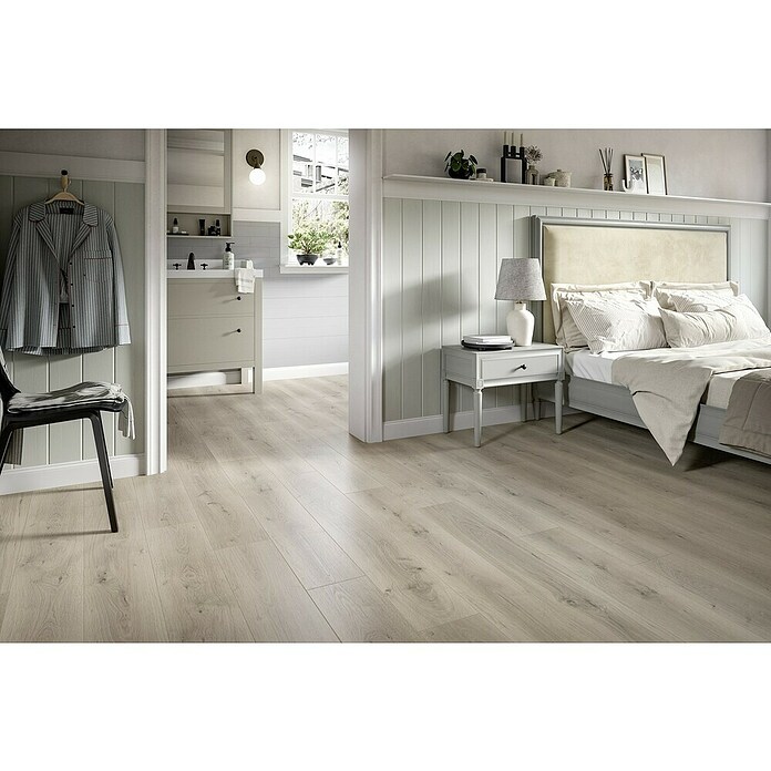Egger Laminat NatureSense Aqua Pinot svijetlo sivi hrast EL2112  (1.292 x 193 x 8 mm, Rustikalni pod, Siva) | BAUHAUS