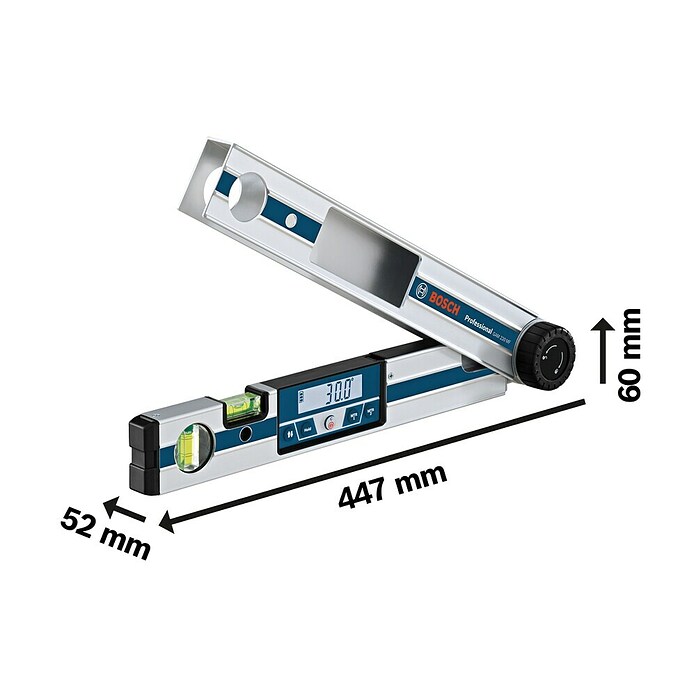 Bosch Professional Digitaler Winkelmesser GAM 220 MF (Messbereich: 0 - 220°, Berechnung von doppelten Gehrungswinkeln)