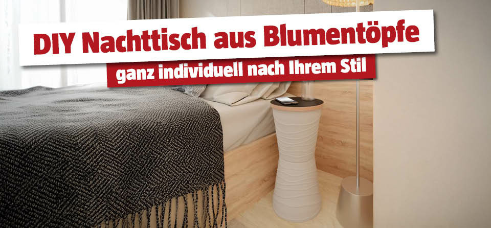 Titelbild zur Seite DIY Nachttisch aus Blumentöpfen
