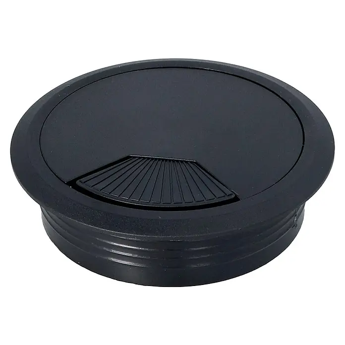 Suki Kabeldurchführung - Durchmesser: 80 mm, Schwarz - Schwarze Kabeldurchführung für einen Schreibtisch. Die runde Abdeckung hat eine Öffnung für Kabel und ist aus robustem Kunststoff gefertigt.