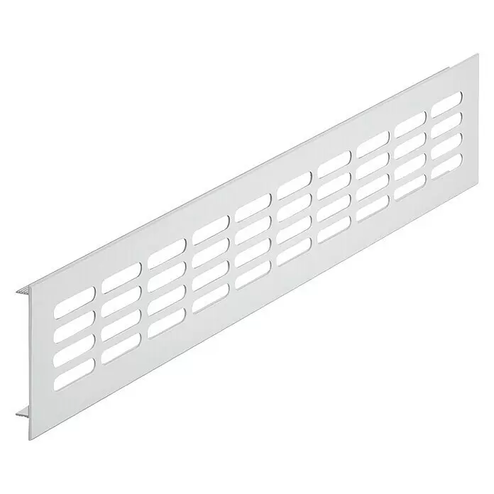 Suki Reja de ventilación - An x Al: 500 x 60 mm, Aluminio - Rejilla de ventilación blanca con ranuras y varias filas de aberturas alargadas.
