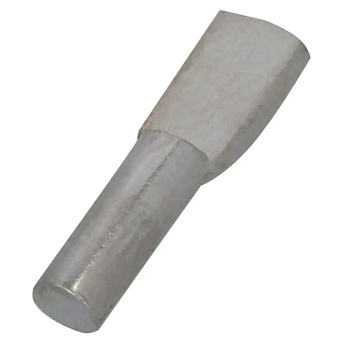 Häfele Bodenträger - Durchmesser: 3 mm, Vernickelt - Nahaufnahme eines Bolzens aus Metall, der zylindrisch mit einem sechseckigen Ende geformt ist, ideal für industrielle oder handwerkliche Projekte.