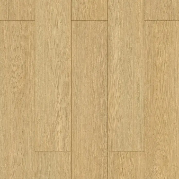 Suelo vinílico SPC Coimbra - 1.520 x 180 x 5,5 mm, Beige, Resistente al agua - Patrón de suelo laminado claro, creando un ambiente cálido y acogedor. La textura de la madera le da al suelo un aspecto auténtico.