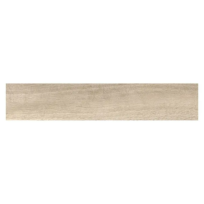 Pavimento porcelánico Origin - 20 x 120 cm, Natural, Mate, Rectificado - Primer plano de una textura de madera elegante de color marrón claro, destacando el grano y la textura naturales del material.