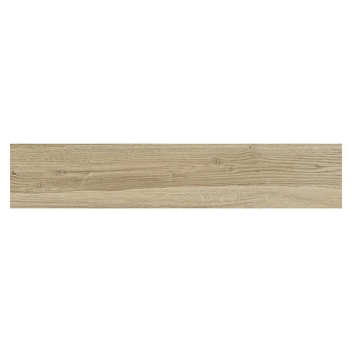 Pavimento porcelánico Elemental - 23 x 120 cm, Natur, Mate - Tabla de madera con un grano claro y natural. Ideal para decoraciones rústicas o proyectos de muebles.