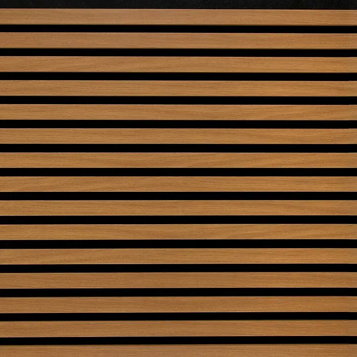 Panel acústico decorativo - 244 x 60,5 x 2,2 cm, Roble - Paneles de pared de madera: Atractivos paneles de madera para interiores que ofrecen calidez y una estética elegante con juntas oscuras.