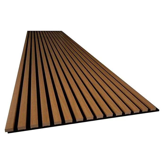 Panel acústico decorativo - 244 x 60,5 x 2,2 cm, Roble - Panel acústico con listones de madera. El panel de pared es de madera y tiene un color natural, ideal para la decoración de paredes y el aislamiento acústico.