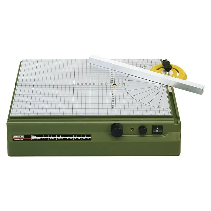 Proxxon Micromot Cortador con alambre caliente Thermocut 230/E - Temperatura de 100 a 200 ºC, Cortador con alambre caliente 230/E, soporte y bobina de alambre (30 m de alambre de corte con Ø 0,2 mm) - El cortador de hilo caliente Proxxon Thermocut 12/E, una herramienta versátil para el corte preciso de poliestireno y materiales similares.