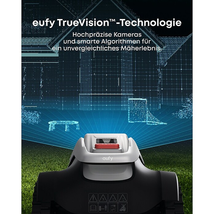 Eufy Mähroboter E15 (800 m², Schnittbreite: 20,3 cm, Kamera-gestützte Navigation, GPS) | BAUHAUS