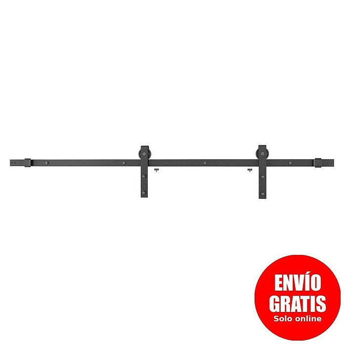 Herraje para puerta corredera de vidrio plano (Acero, Negro mate) | BAUHAUS