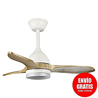 Cristal Record Ventilador de techo Beta (Blanco/Madera, 92 cm, 27 W, Blanco cálido)