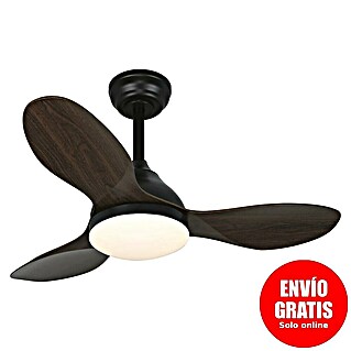 Cristal Record Ventilador de techo Stel mini (Negro/Madera Oscura, 92 cm, 20 W, Blanco cálido)