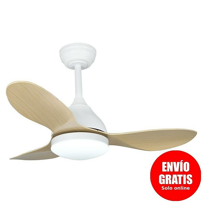 Cristal Record Ventilador de techo Stel mini (Blanco/Biege, 92 cm, 20 W, Blanco cálido) | BAUHAUS