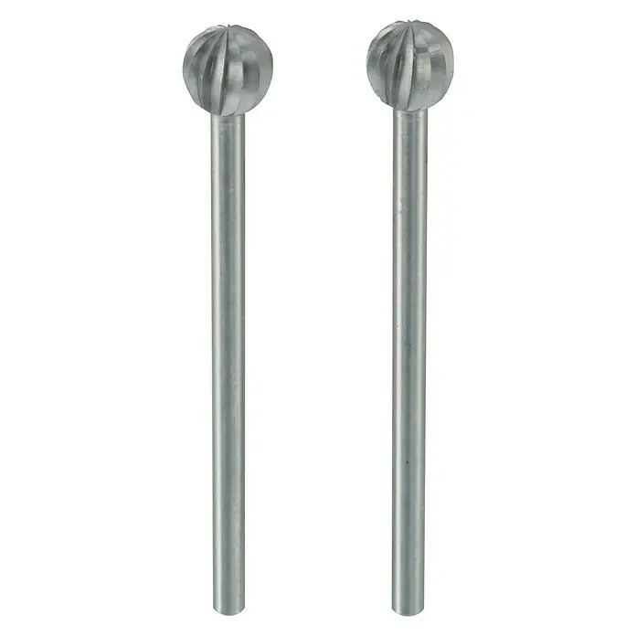 Proxxon Fräser No 28725 - Durchmesser Kopf: 6 mm, 2 Stk. - Zwei Kugelfräser aus Stahl im Detail, ideal zum Gravieren, Schleifen & Entgraten verschiedener Materialien. Präzise und langlebig.