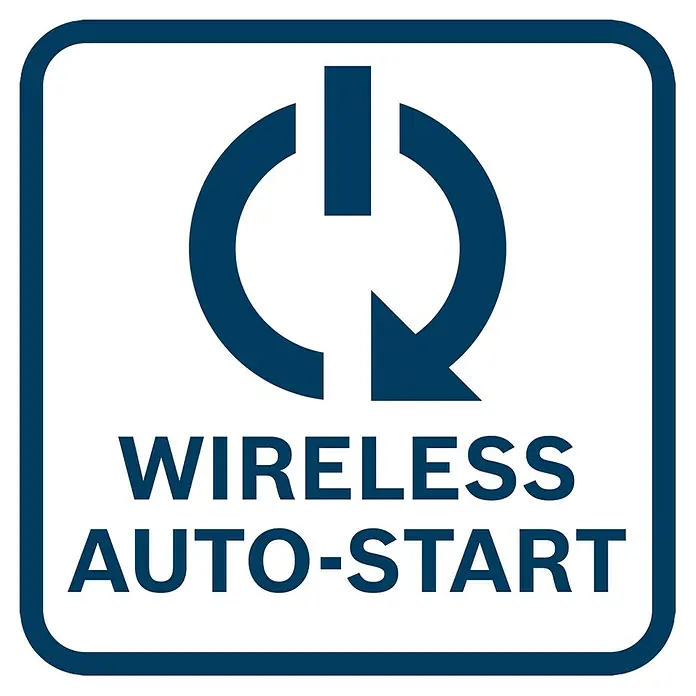 Bosch Professional Auto-Start-Set GCA 30-42 + GCT 30-42 - 5 -tlg. - Blaues Symbol mit Text 'WIRELESS AUTO-START' und einem kreisförmigen Pfeil kombiniert mit einem Ein/Aus-Symbol.