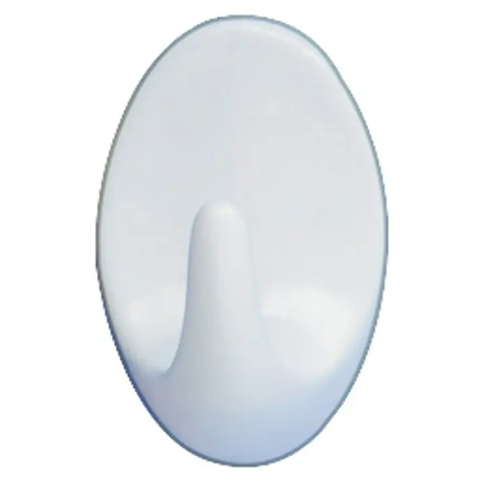 Wenko Colgador adhesivo - 2 ud., Blanco - Primer plano de un solo gancho Command redondo en blanco, ideal para colgar artículos ligeros sin dañar la pared.