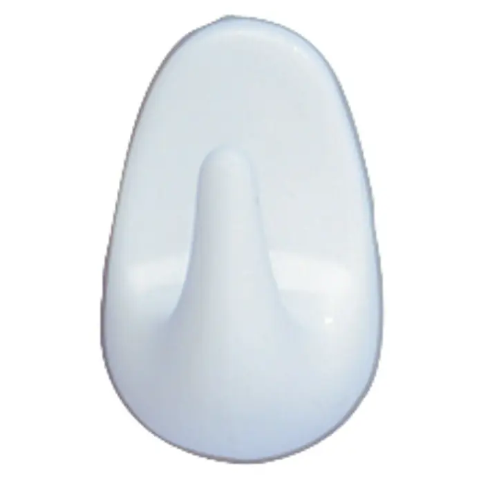 Wenko Colgador adhesivo - Plástico, Blanco, 6 ud. - Primer plano de un gancho de pared autoadhesivo blanco para fijar a superficies sin necesidad de taladrar. Ideal para artículos ligeros.