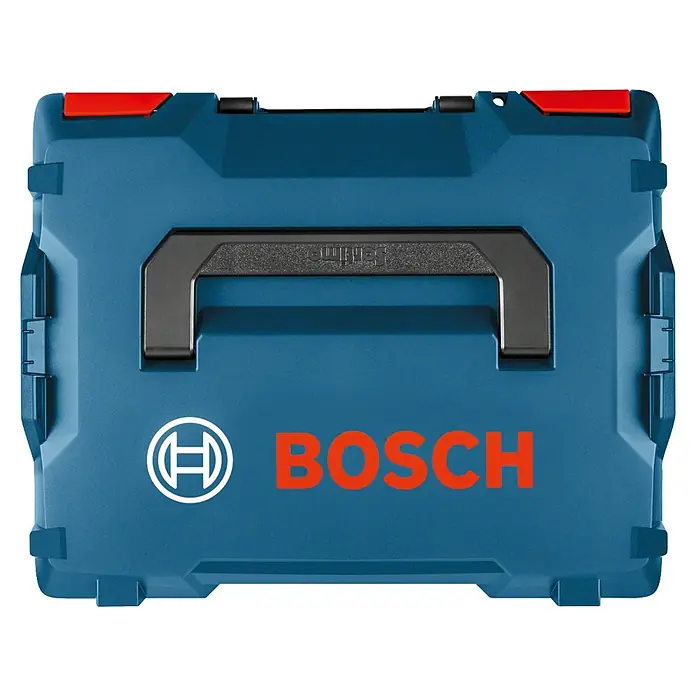 Bosch Professional Systemkoffer L-Boxx 238 - L x B x H: 357 x 442 x 253 mm, ABS - Ein blauer Bosch Werkzeugkoffer mit schwarzem Griff und roter Akzentuierung für sichere Aufbewahrung.