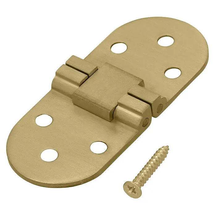 Suki Bisagra de solapa - L x An: 71 x 30 mm, Latón - Bisagra oculta de latón cepillado con tornillo para montaje invisible en puertas o armarios.