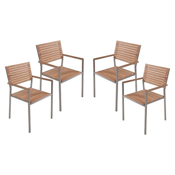 Garden Pleasure Gartenstuhl-Set Denver 4er Set (4 Stk., Teakholz, Stapelbar, Natur, B x T x H: 53 x 50 x 86 cm) | BAUHAUS