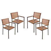 Garden Pleasure Gartenstuhl-Set Denver 4er Set (4 Stk., Teakholz, Stapelbar, Natur, B x T x H: 53 x 50 x 86 cm) | BAUHAUS