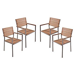 Gartenstuhl-Set Denver 4er Set (B x T x H: 53 x 45 x 86 cm, Holz, Natur)