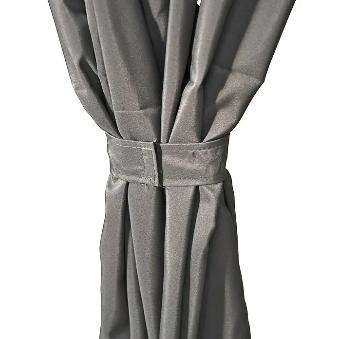 Garden Pleasure Standard-Pavillon Kama - L x B x H: 300 x 360 x 270 cm, Stahl - Grauer Stoffvorhang, mit passendem Raffhalter gehalten.