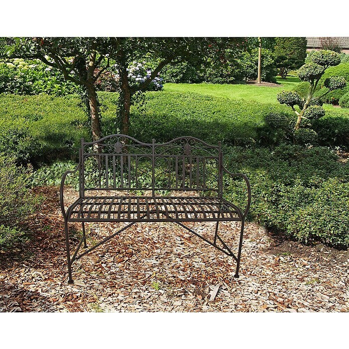 Garden Pleasure Gartenbank Mangan (B x T x H: 106 x 57 x 91 cm, Stahl, Schwarz-Braun) | BAUHAUS