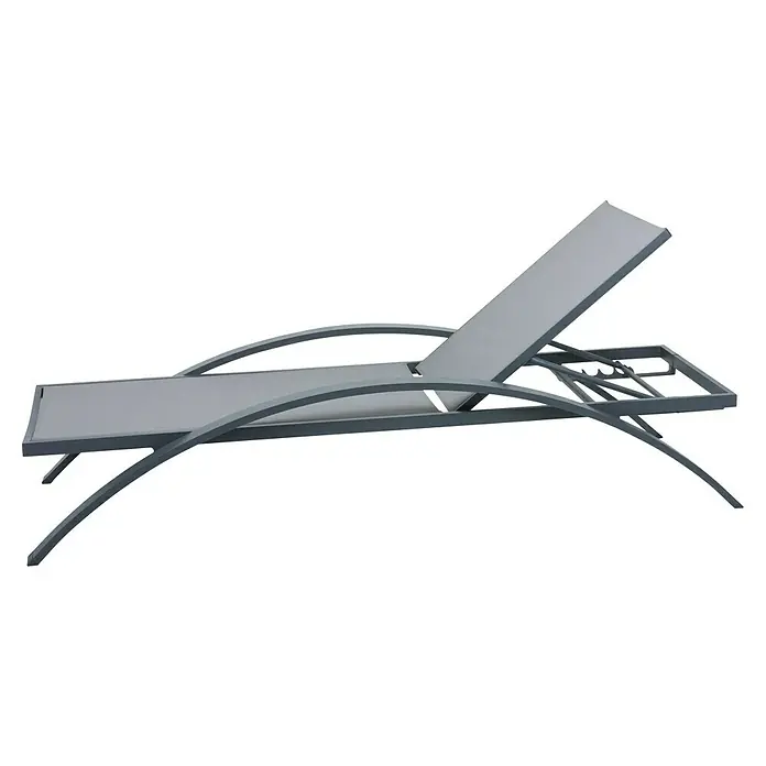 Garden Pleasure Gartenliege Donna - Anthrazit, Polyester - Graue Metall-Outdoor-Liege mit geschwungenem Rahmen und Stoffbespannung.