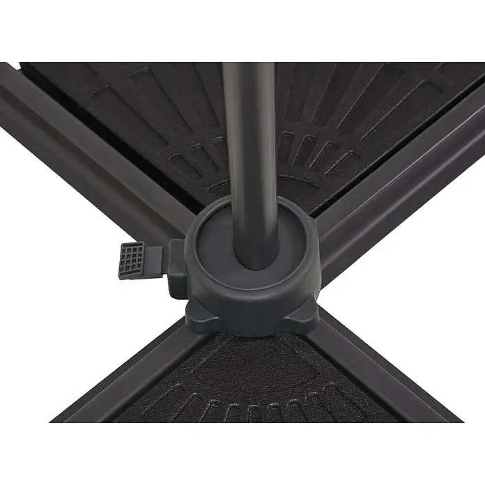 Garden Pleasure Ampelschirm rund Deluxe - Anthrazit, Durchmesser Bespannung: 300 cm - Dunkelgrauer, segmentierter Terrassenschirmständer mit zentraler Stangenaufnahme und Feststellknopf.
