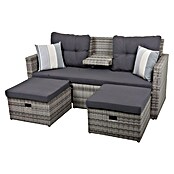 Garden Pleasure Loungesofa Valletta (B x T x H: 180 x 75 x 86 cm, 3 -tlg., Aluminium, Kunststoffgeflecht HDPE, Schwarz/Grau) | BAUHAUS