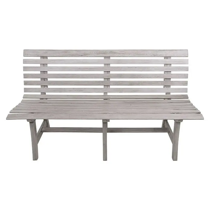 Garden Pleasure Gartenbank Mandalay - B x T x H: 150 x 60 x 82 cm, Eukalyptus, Grau - Hellgraue Holzbank mit Lattenrost für den Außenbereich.
