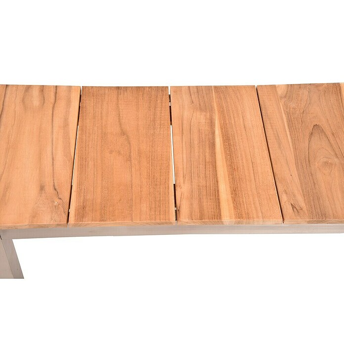 Garden Pleasure Gartenbank Dallas (B x T x H: 180 x 38 x 45 cm, Teak, Edelstahl, Natur/Silber) | BAUHAUS