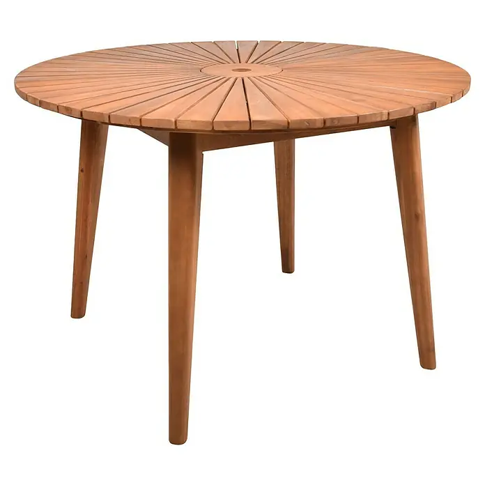Garden Pleasure Gartentisch rund Fremont - Ø x H: 110 x 75 cm, Akazie, Natur - Runder Holztisch mit Lamellenplatte und zentraler Öffnung.