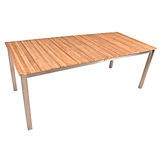 Garden Pleasure Gartentisch Dallas (L x B x H: 200 x 90 x 75 cm, Teakholz, Natur/Silber)