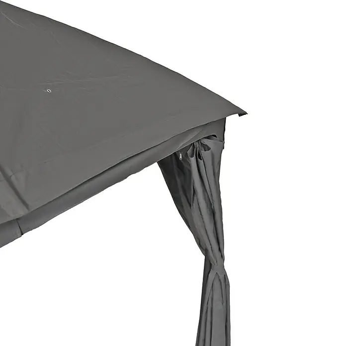 Garden Pleasure Standard-Pavillon Kama - L x B x H: 300 x 360 x 270 cm, Stahl - Graues Stoff-Pavillondach mit mehrlagiger Oberseite und zurückgebundenem Seitenrollo.